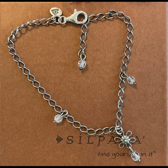 Silpada  Sterling Silver Crystal Bead Ankle Bracelet A1554 - Picture 3 of 9